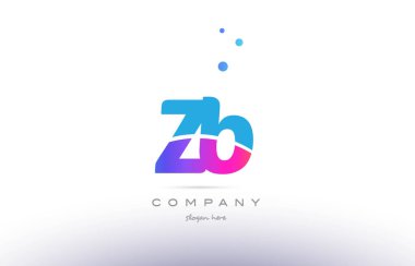 ZB z b pembe mavi beyaz modern Alfabe harf logo simge templat