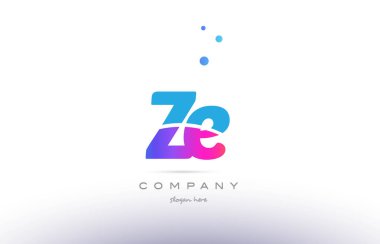 Ze z e pembe mavi beyaz modern Alfabe harf logo simge templat