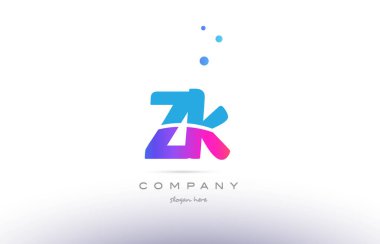 ZK z k pembe mavi beyaz modern Alfabe harf logo simge templat