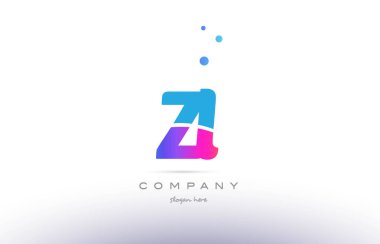 zl z l pembe mavi beyaz modern Alfabe harf logo simge templat