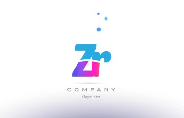 ZR z r pembe mavi beyaz modern Alfabe harf logo simge templat