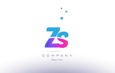 ZS z s pembe mavi beyaz modern Alfabe harf logo simge templat