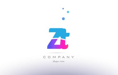 ZT z t pembe mavi beyaz modern Alfabe harf logo simge templat