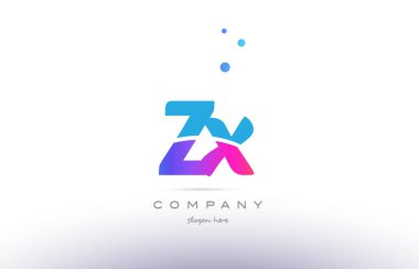 ZX z x pembe mavi beyaz modern Alfabe harf logo simge templat