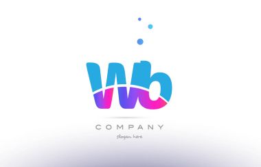 WB w b pembe mavi beyaz modern Alfabe harf logo simge templat