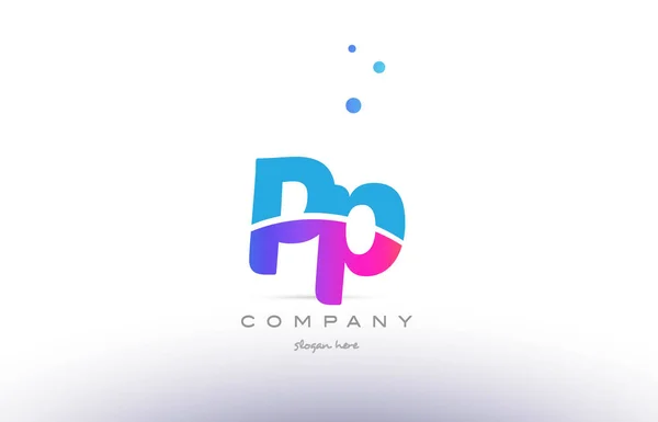 PP p roze blauw wit moderne alfabet letter logo pictogrammalplaatje — Stockvector