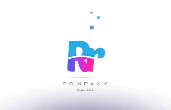 Rr r  pink blue white modern alphabet letter logo icon template — Stock Vector