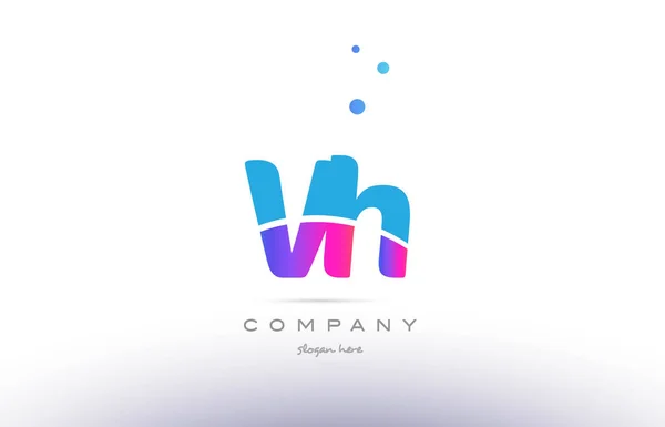 Vh v h  pink blue white modern alphabet letter logo icon templat — Stock Vector