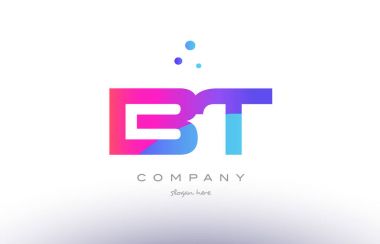 BT b t yaratıcı pembe mavi modern Alfabe harf logo simge temp