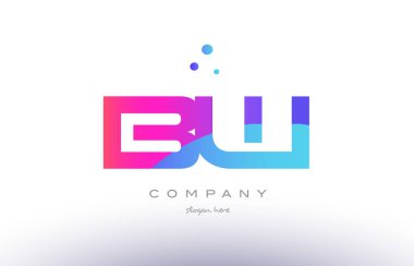 BW b w yaratıcı pembe mavi modern Alfabe harf logo simge temp