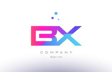 BX b yaratıcı pembe mavi modern Alfabe harf logo simge temp x
