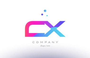 CX c yaratıcı pembe mavi modern Alfabe harf logo simge temp x