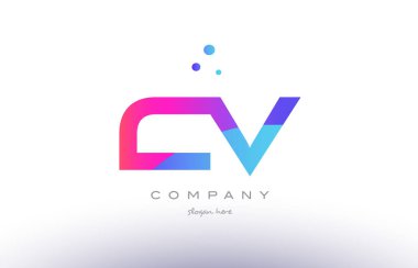 CV c v yaratıcı pembe mavi modern Alfabe harf logo simge temp