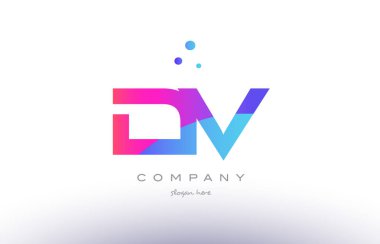 DV d v yaratıcı pembe mavi modern Alfabe harf logo simge temp