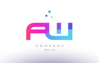 FW f w yaratıcı pembe mavi modern Alfabe harf logo simge temp