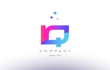 IQ ben q yaratıcı pembe mavi modern Alfabe harf logo simge temp