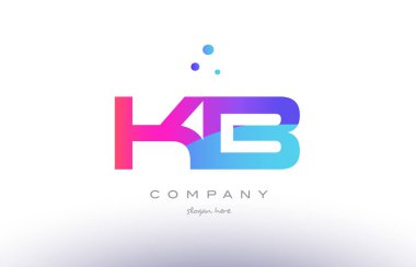 KB k b yaratıcı pembe mavi modern Alfabe harf logo simge temp