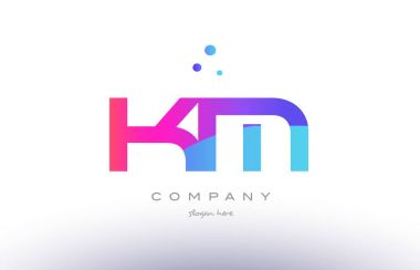 km k m yaratıcı pembe mavi modern Alfabe harf logo simge temp