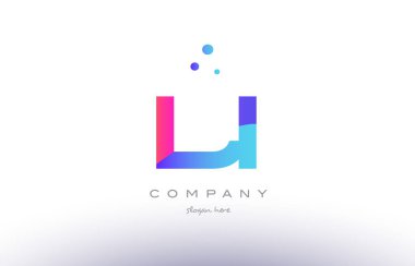 li l ben yaratıcı pembe mavi modern Alfabe harf logo simge temp