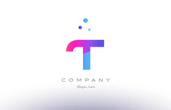 T criativo rosa azul moderno alfabeto letra logotipo ícone modelo — Vetor de Stock