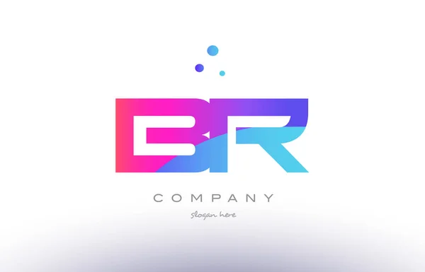 Br b r criativo rosa azul moderno alfabeto letra logotipo ícone temp — Vetor de Stock