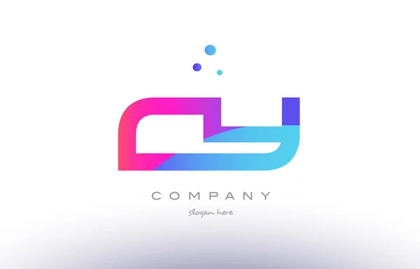 Cy c y criativo rosa azul moderno alfabeto letra logotipo ícone temp — Vetor de Stock