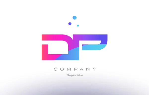 Dp d p criativo rosa azul moderno alfabeto letra logotipo ícone temp — Vetor de Stock