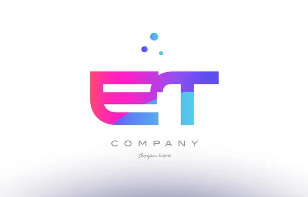 Et e t δημιουργική ροζ μπλε μοντέρνο αλφάβητο επιστολής λογότυπο εικονίδιο temp — Διανυσματικό Αρχείο