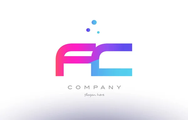 Fc f c creativo rosa blu moderno alfabeto lettera logo icona temp — Vettoriale Stock