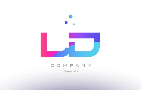 Ld l d креативна рожево-блакитна сучасна абетка літери логотип темп — стоковий вектор
