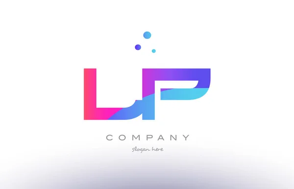 Lp l p  creative pink blue modern alphabet letter logo icon temp — Stock Vector