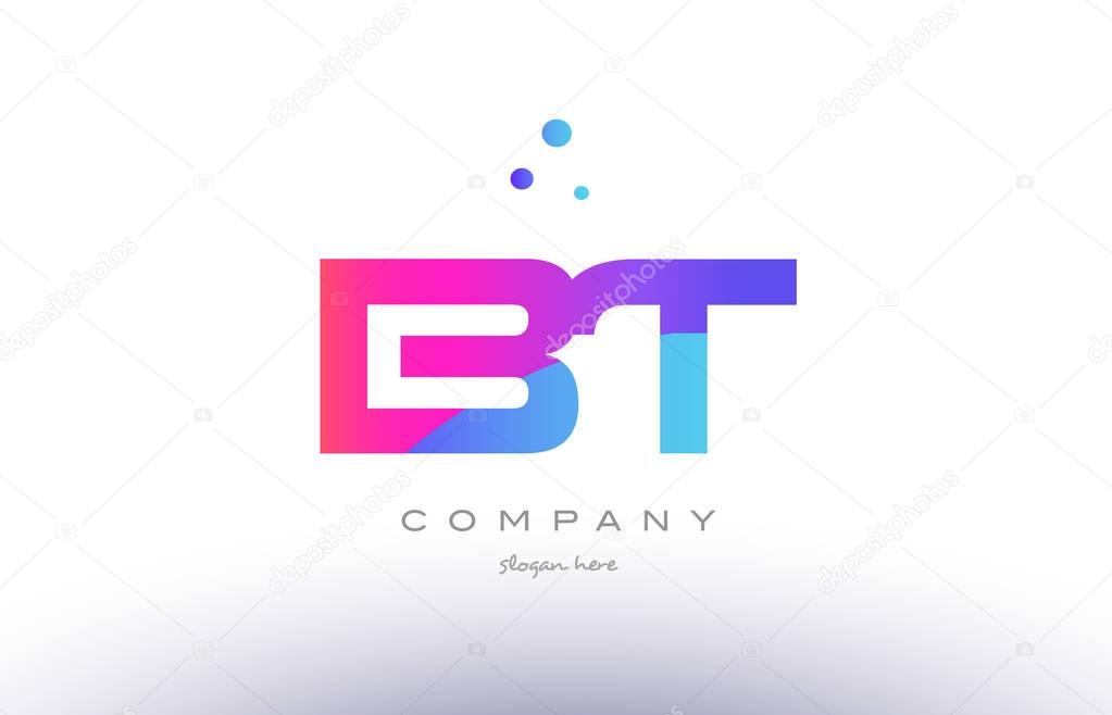 Bt b t  creative pink purple blue modern dots creative alphabet gradient company letter logo design vector icon template