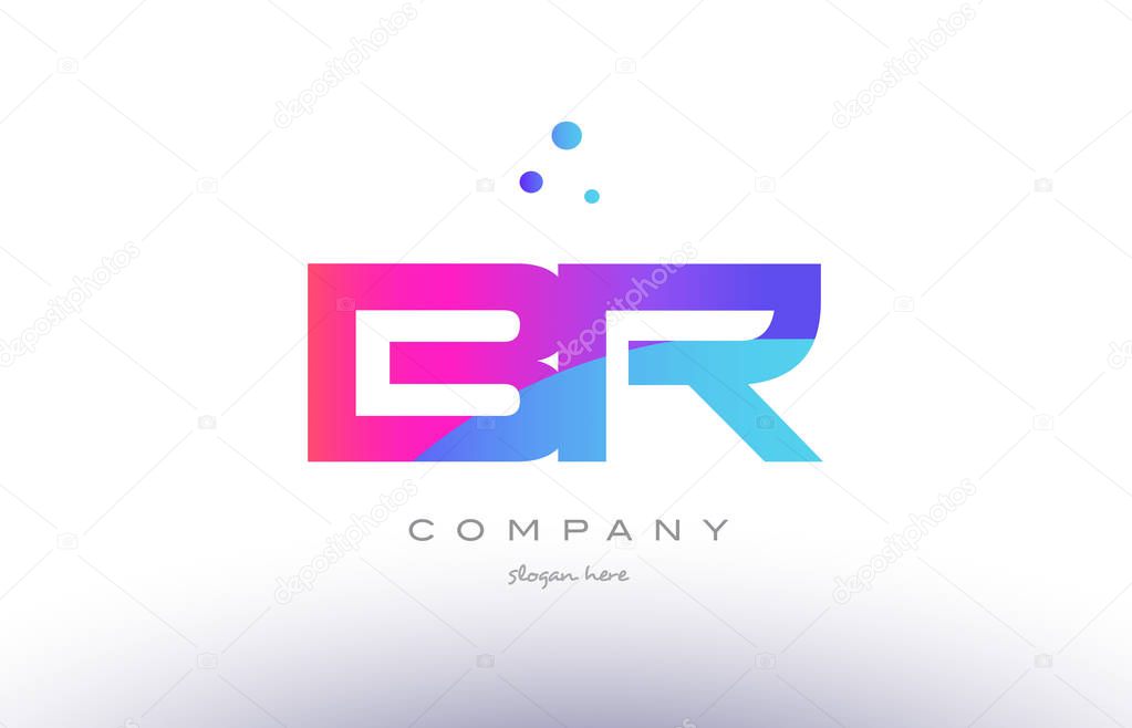 br b r  creative pink blue modern alphabet letter logo icon temp