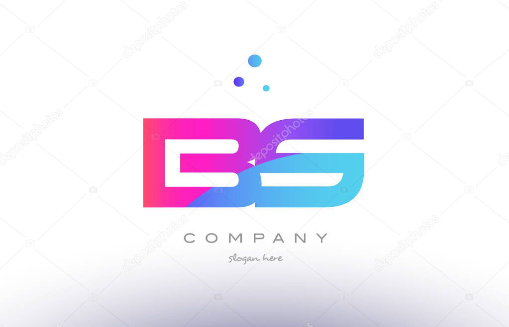 bs b s  creative pink blue modern alphabet letter logo icon temp