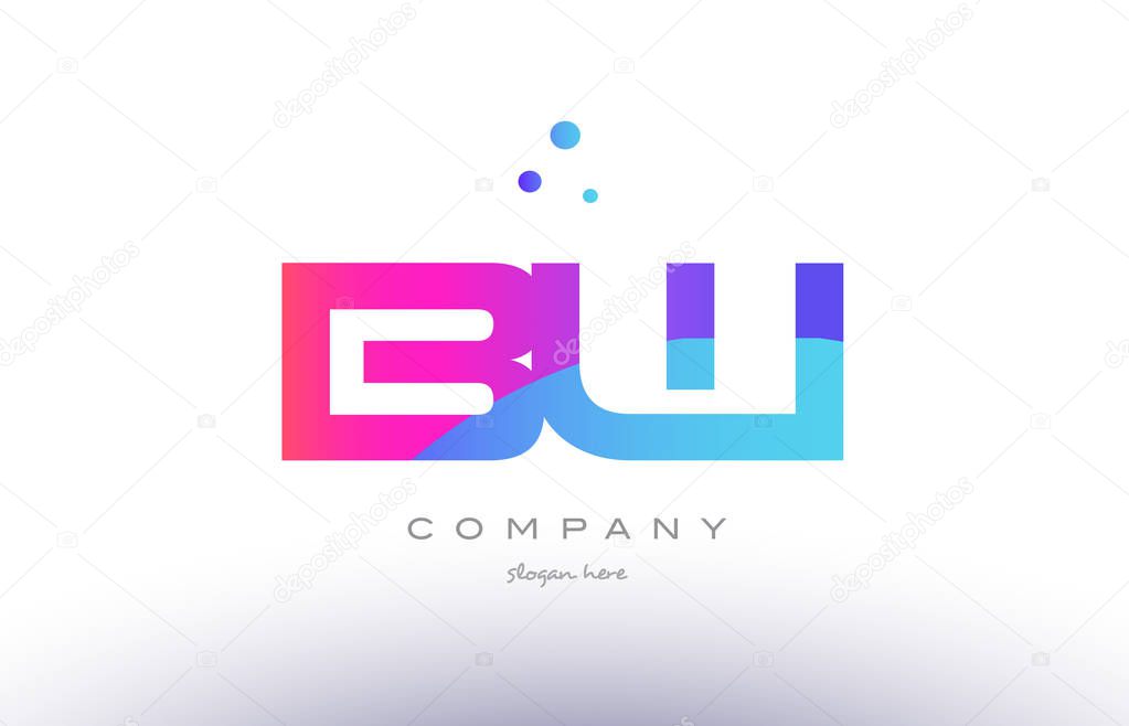 Bw b w  creative pink purple blue modern dots creative alphabet gradient company letter logo design vector icon template