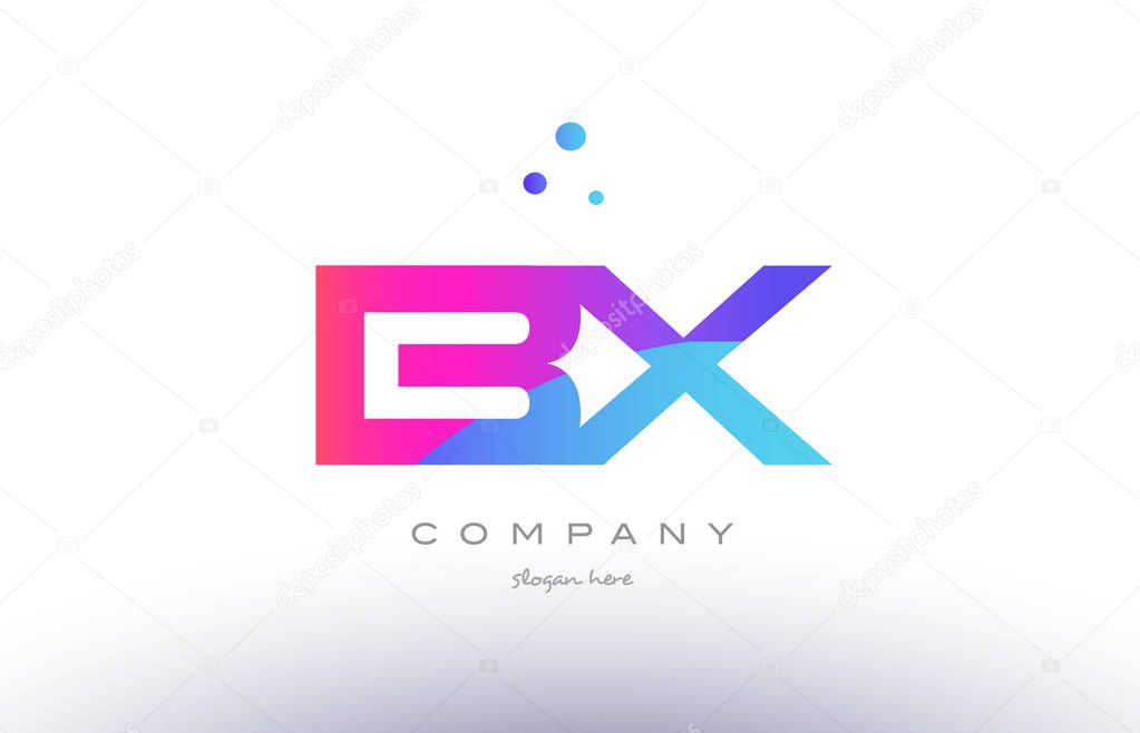 Bx b x  creative pink purple blue modern dots creative alphabet gradient company letter logo design vector icon template