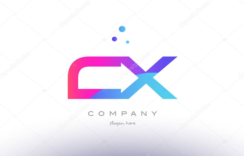 cx c x  creative pink blue modern alphabet letter logo icon temp