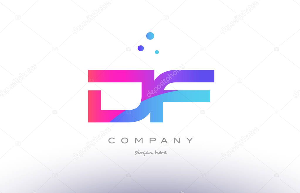 df d f  creative pink blue modern alphabet letter logo icon temp
