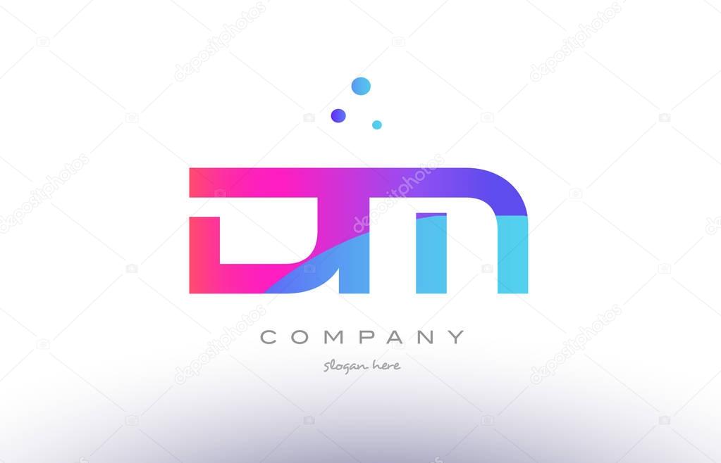 Dm d m  creative pink purple blue modern dots creative alphabet gradient company letter logo design vector icon template