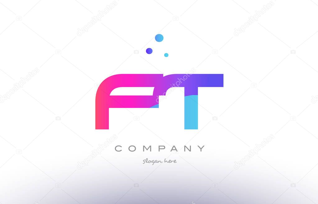 Ft f t  creative pink purple blue modern dots creative alphabet gradient company letter logo design vector icon template