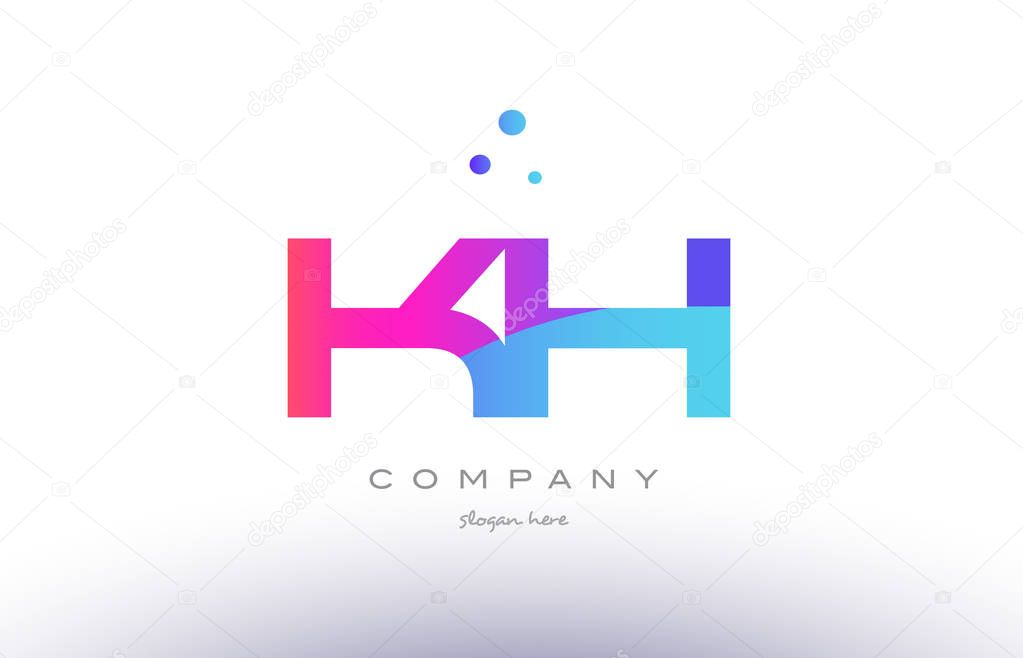Kh k h  creative pink purple blue modern dots creative alphabet gradient company letter logo design vector icon template