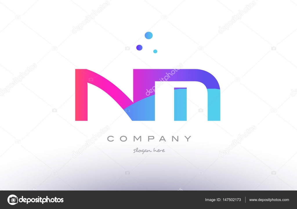 Nm n m creative pink blue modern alphabet letter logo icon temp — Stock