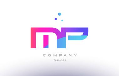 mp m p  creative pink blue modern alphabet letter logo icon temp clipart