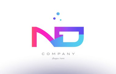ND n d yaratıcı pembe mavi modern Alfabe harf logo simge temp