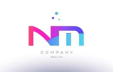 NM n m yaratıcı pembe mavi modern Alfabe harf logo simge temp