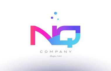 NQ n q yaratıcı pembe mavi modern Alfabe harf logo simge temp