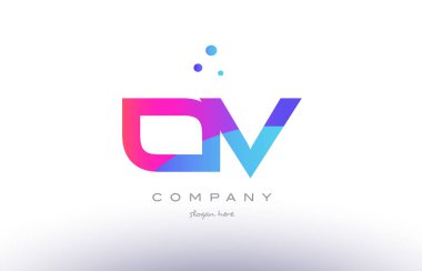 ov o v yaratıcı pembe mavi modern Alfabe harf logo simge temp
