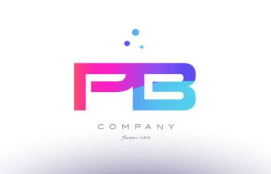 pb p b  creative pink blue modern alphabet letter logo icon temp clipart
