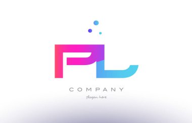 pl p l yaratıcı pembe mavi modern Alfabe harf logo simge temp