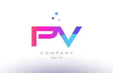 PV p v yaratıcı pembe mavi modern Alfabe harf logo simge temp